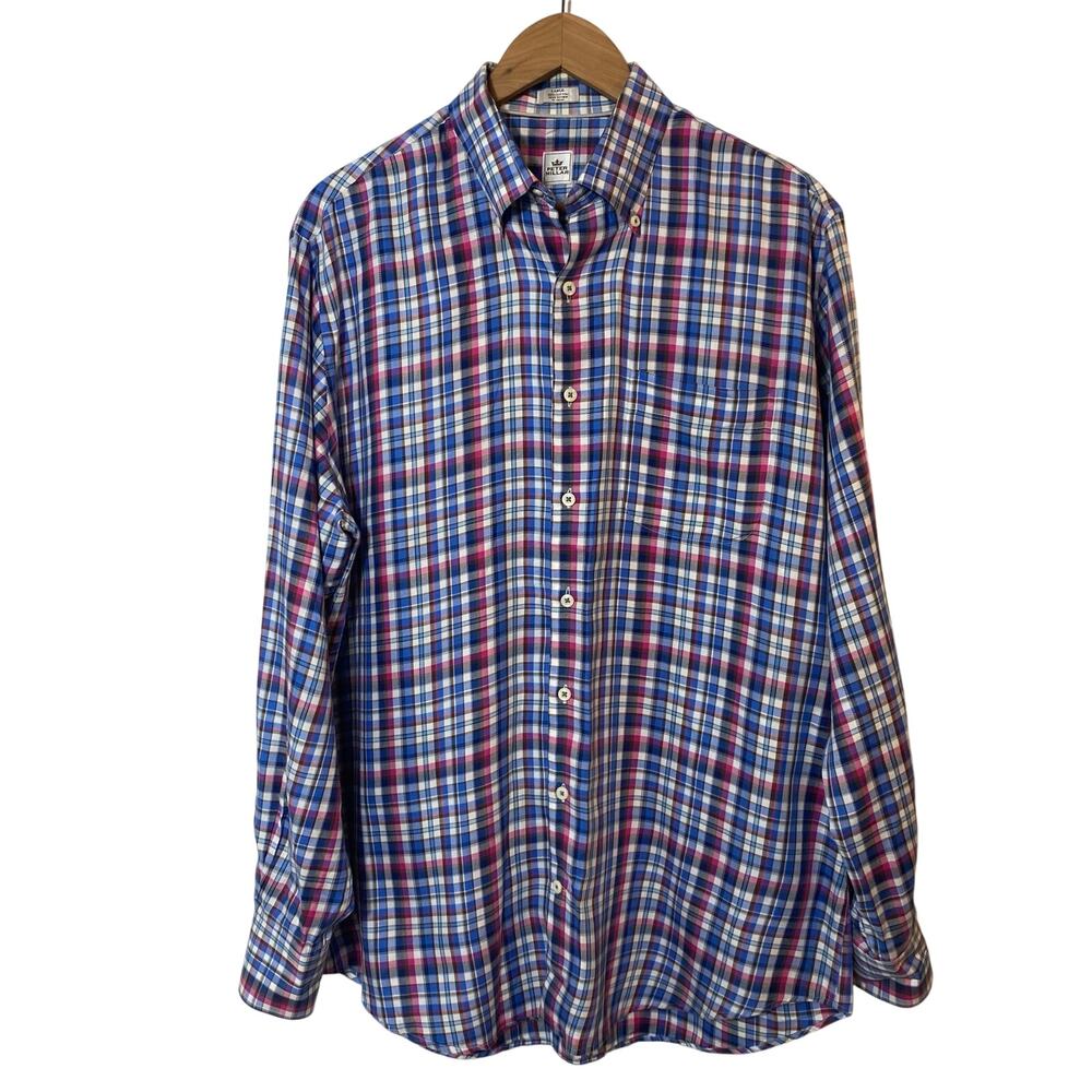 Peter Millar Mens Plaid Button Down Shirt SZ L Cotton Casual Preppy Comfort